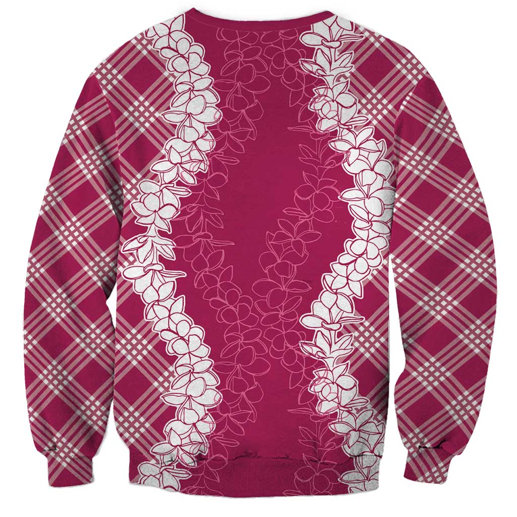 Hawaii Aloha Plumeria Lei Fuschia Palaka Sweatshirt - Polynesian Pride