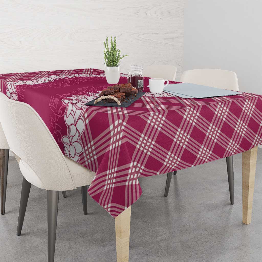 Hawaii Aloha Plumeria Lei Fuschia Palaka Tablecloth LT7 - Polynesian Pride