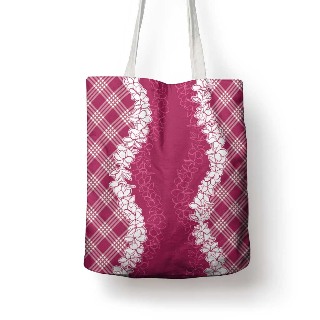 Hawaii Aloha Plumeria Lei Fuschia Palaka Tote Bag - Polynesian Pride