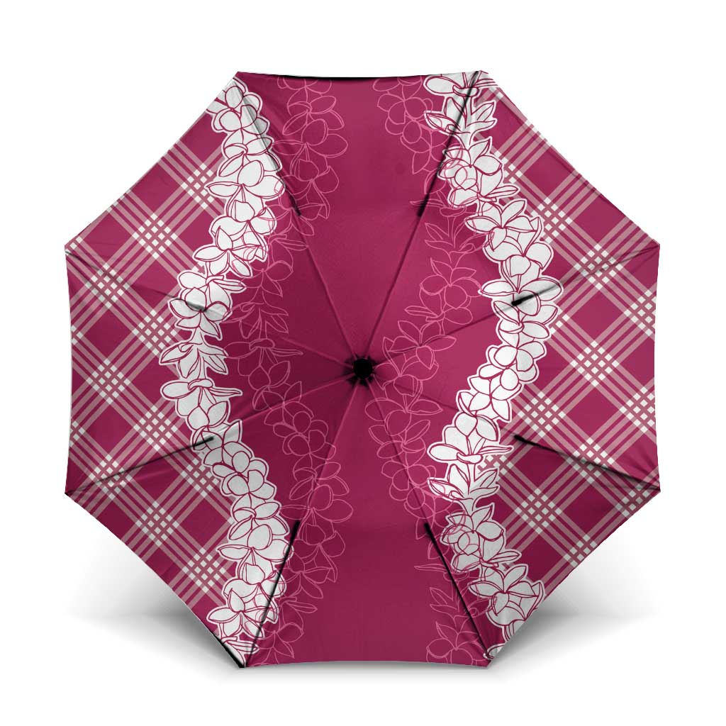 Hawaii Aloha Plumeria Lei Fuschia Palaka Umbrella - Polynesian Pride