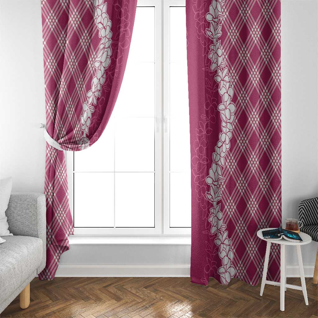 Hawaii Aloha Plumeria Lei Fuschia Palaka Window Curtain - Polynesian Pride