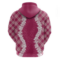 Hawaii Aloha Plumeria Lei Fuschia Palaka Zip Hoodie - Polynesian Pride