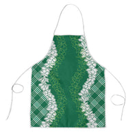 Hawaii Aloha Plumeria Lei Green Palaka Apron - Polynesian Pride