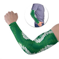 Hawaii Aloha Plumeria Lei Green Palaka Arm Sleeves LT7 Set of 2 Green - Polynesian Pride
