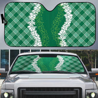 Hawaii Aloha Plumeria Lei Green Palaka Auto Sun Shade - Polynesian Pride
