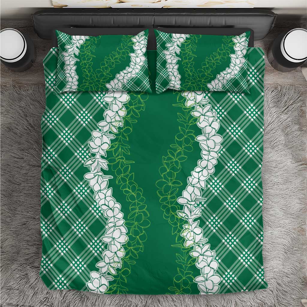 Hawaii Aloha Plumeria Lei Green Palaka Bedding Set - Polynesian Pride