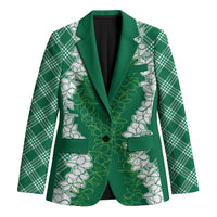 Hawaii Aloha Plumeria Lei Green Palaka Blazer LT7 Unisex Green - Polynesian Pride