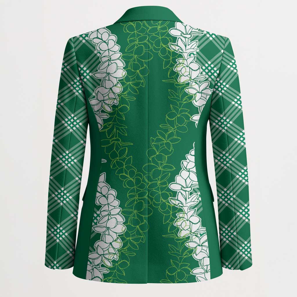 Hawaii Aloha Plumeria Lei Green Palaka Blazer LT7 - Polynesian Pride