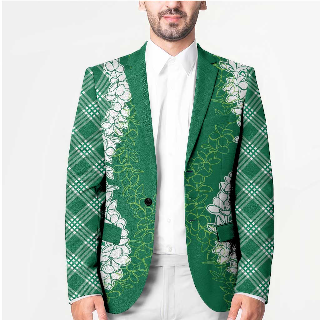 Hawaii Aloha Plumeria Lei Green Palaka Blazer LT7 - Polynesian Pride