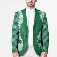 Hawaii Aloha Plumeria Lei Green Palaka Blazer LT7 - Polynesian Pride