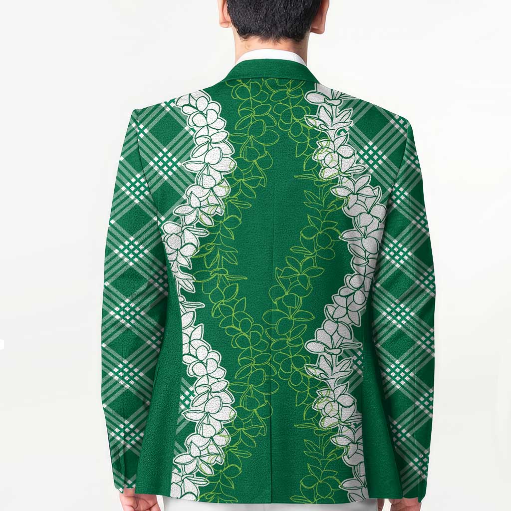 Hawaii Aloha Plumeria Lei Green Palaka Blazer LT7 - Polynesian Pride