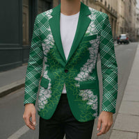 Hawaii Aloha Plumeria Lei Green Palaka Blazer LT7 - Polynesian Pride