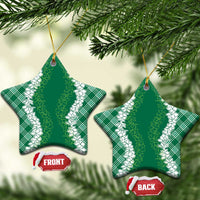 Hawaii Aloha Plumeria Lei Green Palaka Ceramic Ornament - Polynesian Pride