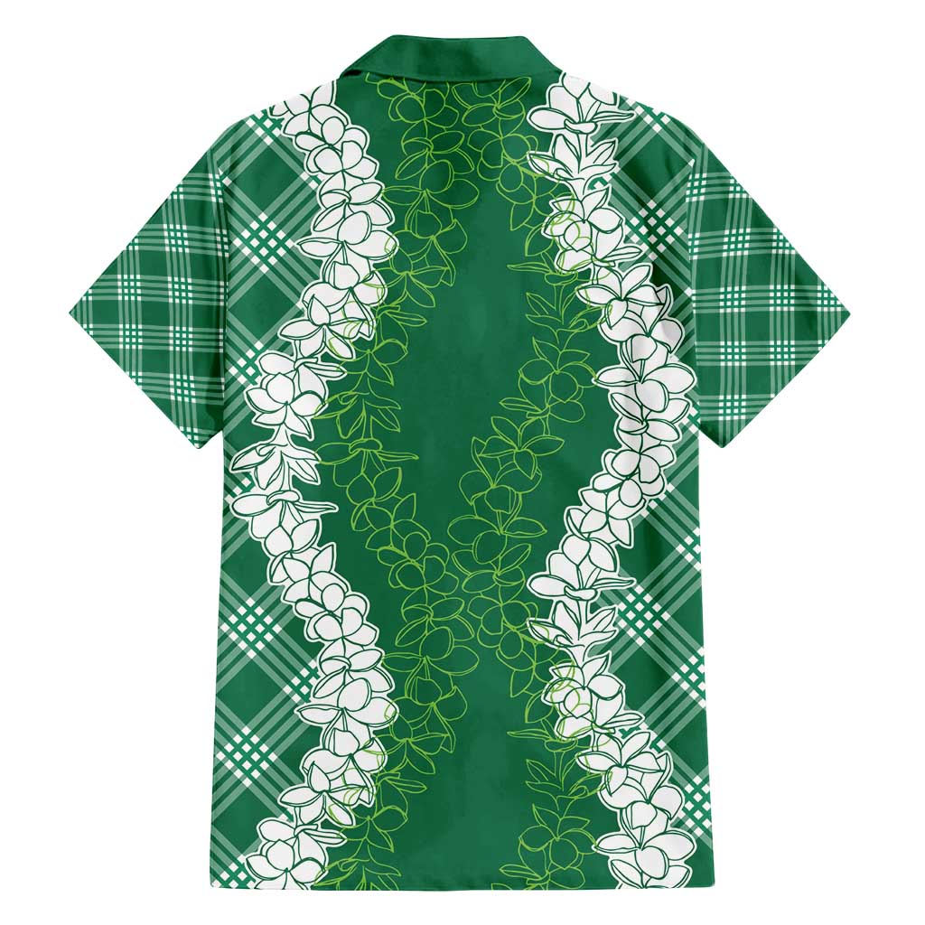 Hawaii Aloha Plumeria Lei Green Palaka Family Matching Tank Maxi Dress and Hawaiian Shirt - Polynesian Pride