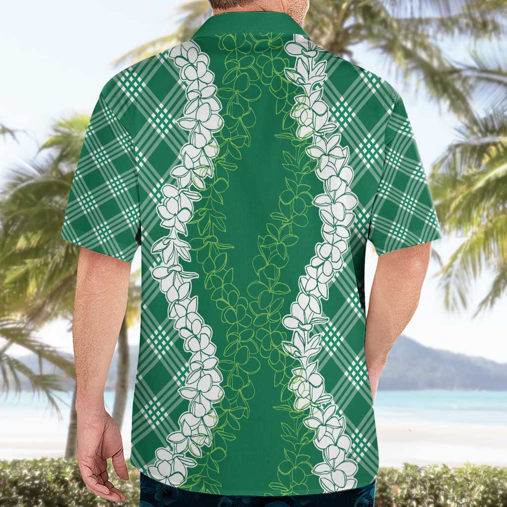 Hawaii Aloha Plumeria Lei Green Palaka Hawaiian Shirt - Polynesian Pride