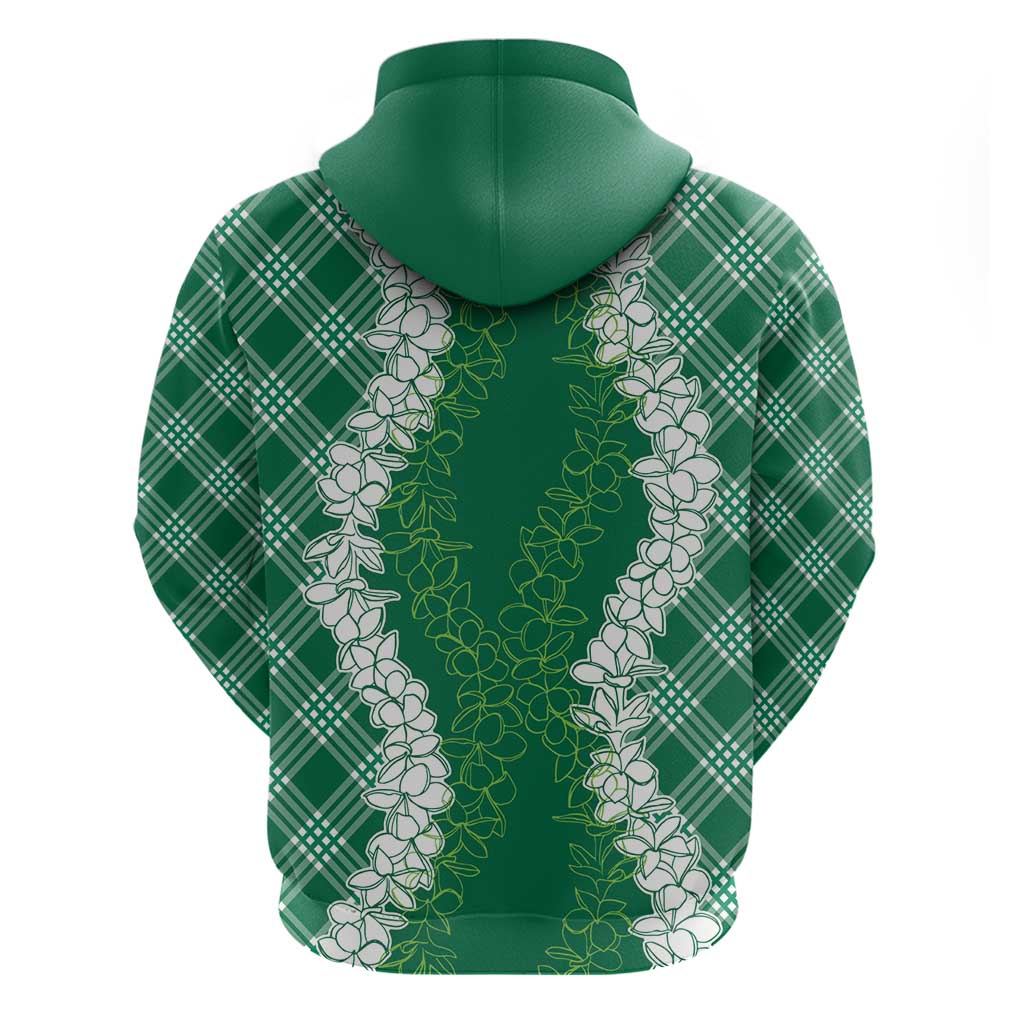 Hawaii Aloha Plumeria Lei Green Palaka Hoodie - Polynesian Pride