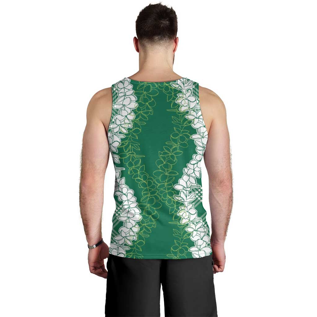 Hawaii Aloha Plumeria Lei Green Palaka Men Tank Top - Polynesian Pride