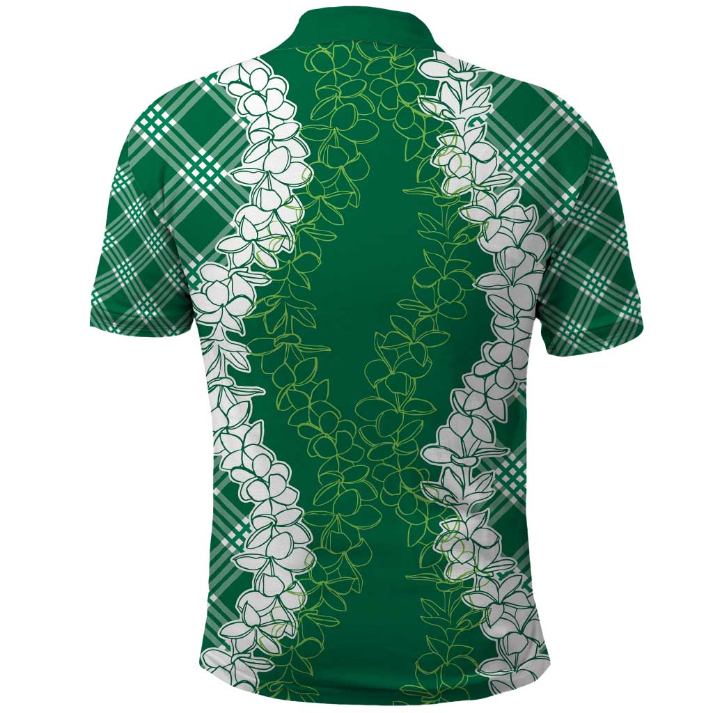 Hawaii Aloha Plumeria Lei Green Palaka Polo Shirt - Polynesian Pride
