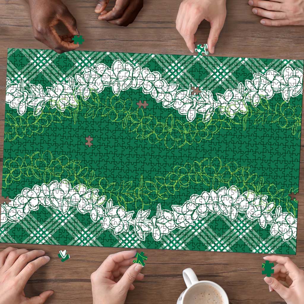 Hawaii Aloha Plumeria Lei Green Palaka Puzzle - Polynesian Pride