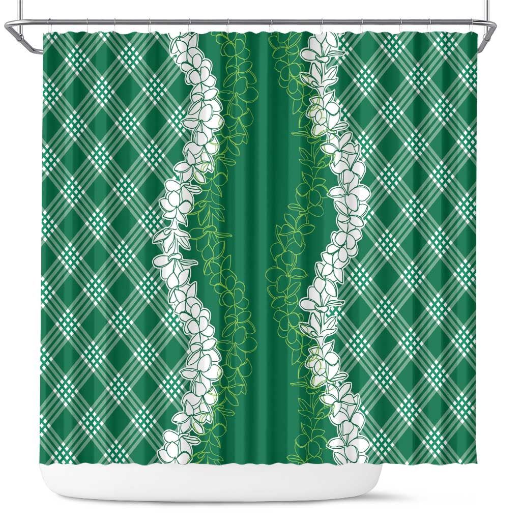Hawaii Aloha Plumeria Lei Green Palaka Shower Curtain LT7 Green - Polynesian Pride