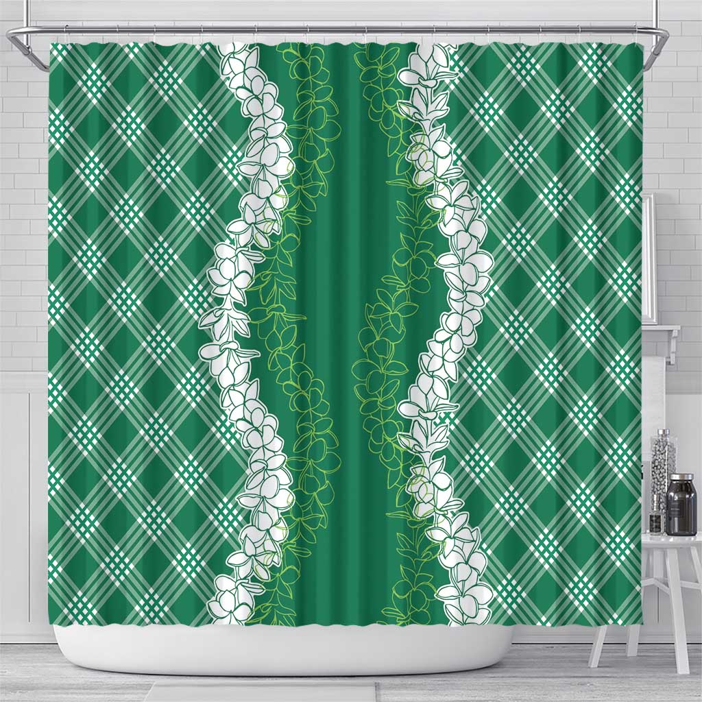 Hawaii Aloha Plumeria Lei Green Palaka Shower Curtain LT7 - Polynesian Pride