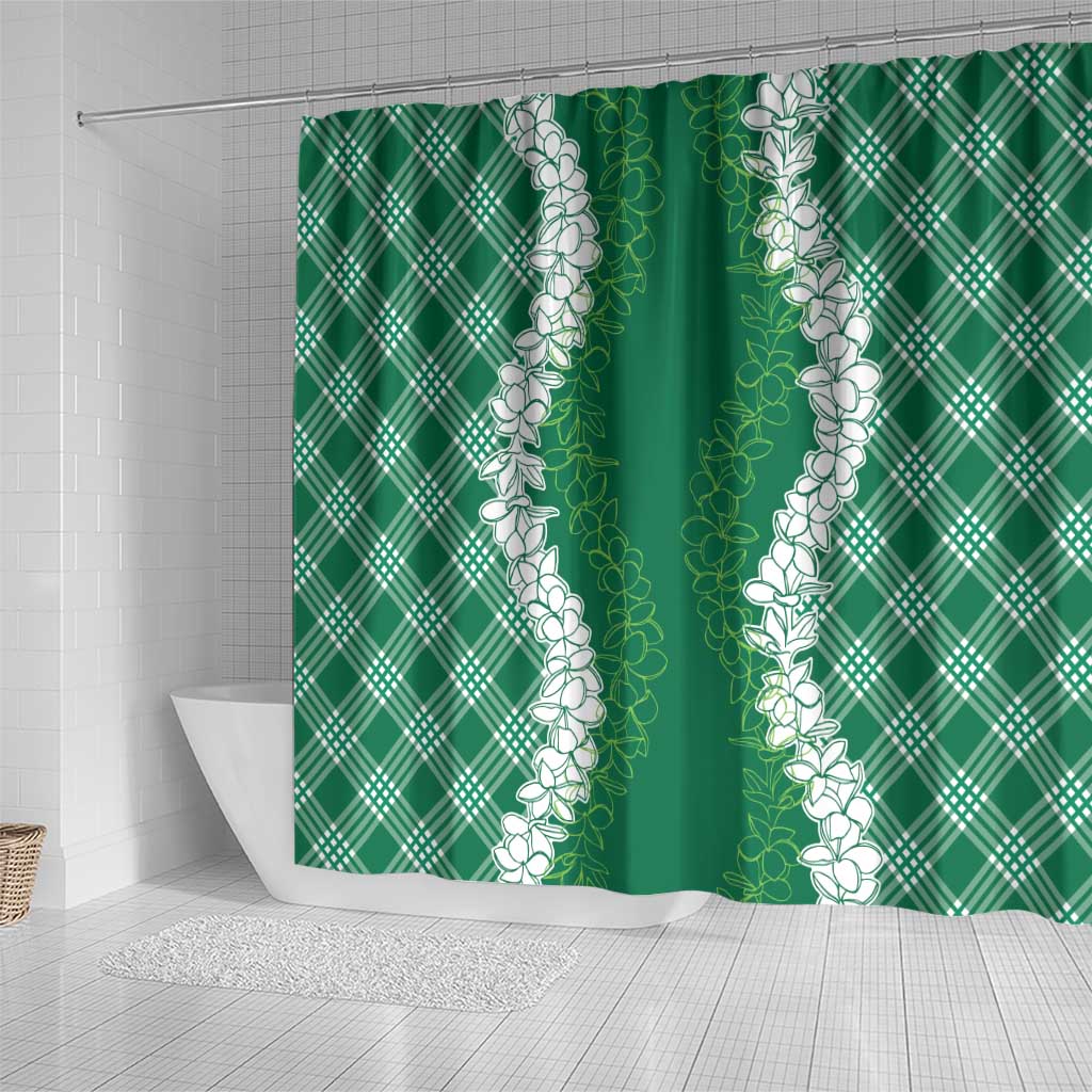 Hawaii Aloha Plumeria Lei Green Palaka Shower Curtain LT7 - Polynesian Pride
