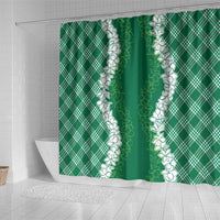 Hawaii Aloha Plumeria Lei Green Palaka Shower Curtain LT7 - Polynesian Pride