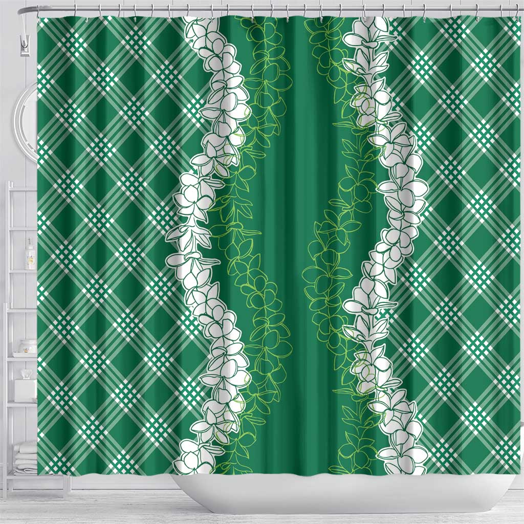 Hawaii Aloha Plumeria Lei Green Palaka Shower Curtain LT7 - Polynesian Pride