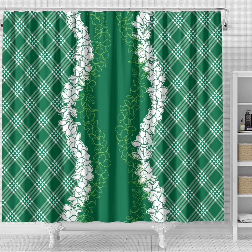 Hawaii Aloha Plumeria Lei Green Palaka Shower Curtain LT7 - Polynesian Pride