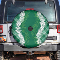 Hawaii Aloha Plumeria Lei Green Palaka Spare Tire Cover - Polynesian Pride
