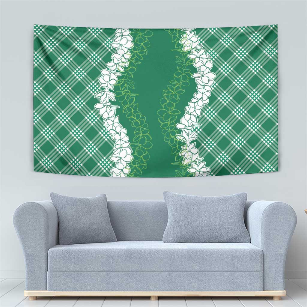 Hawaii Aloha Plumeria Lei Green Palaka Tapestry LT7 - Polynesian Pride