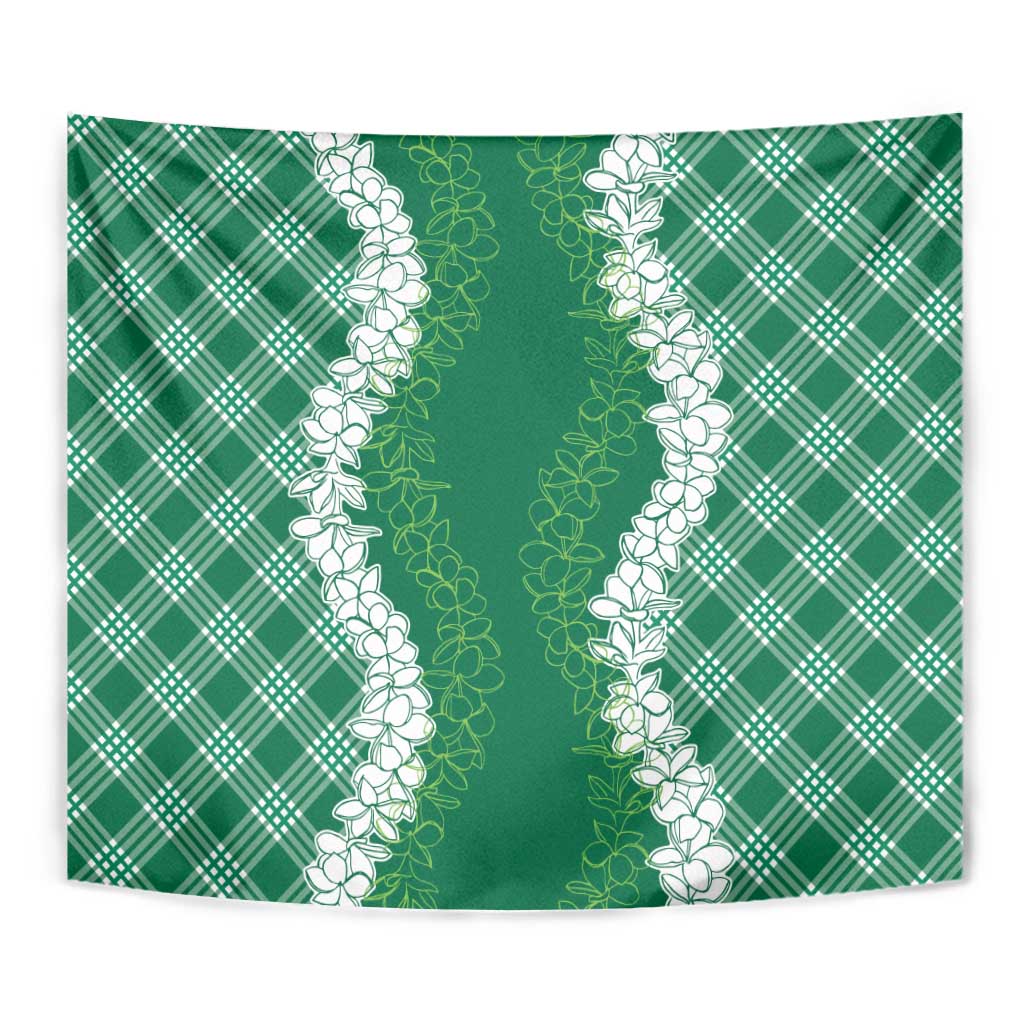 Hawaii Aloha Plumeria Lei Green Palaka Tapestry LT7 - Polynesian Pride