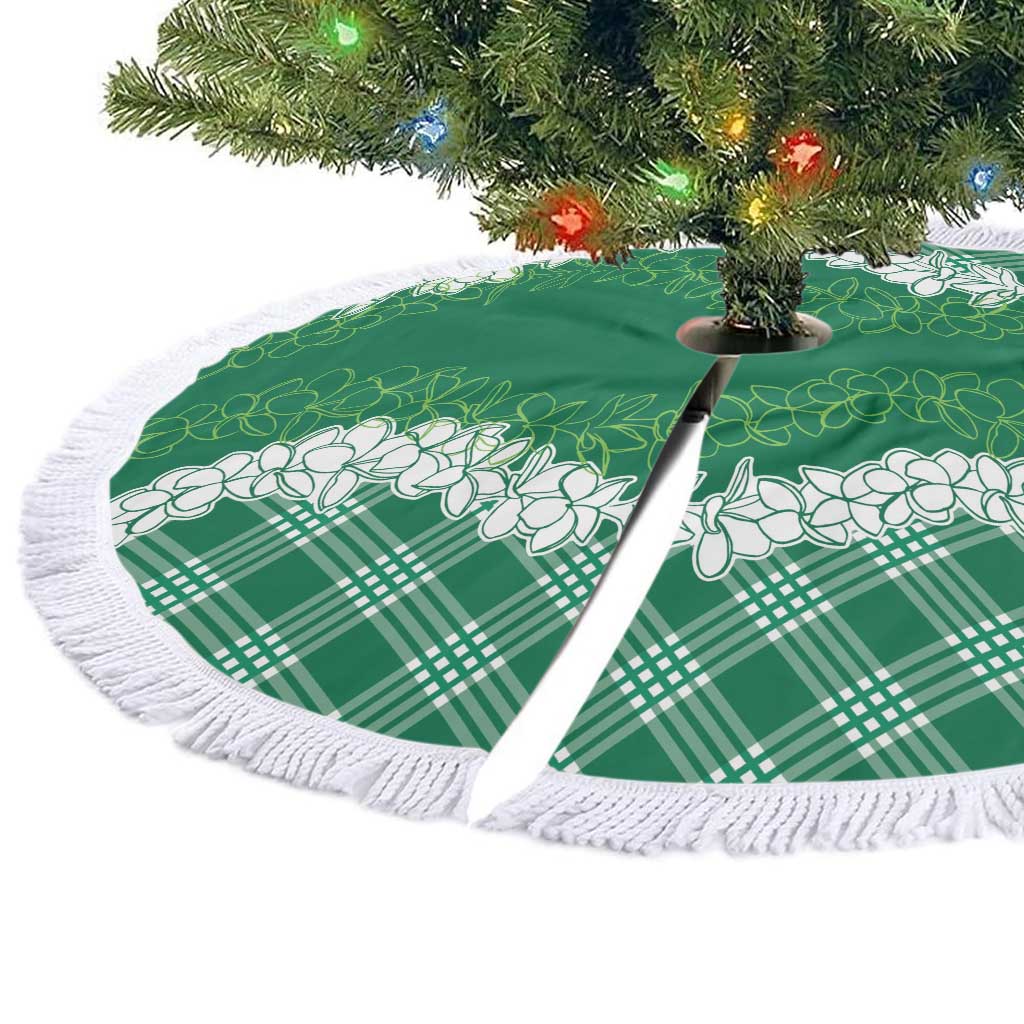 Hawaii Aloha Plumeria Lei Green Palaka Tree Skirt - Polynesian Pride