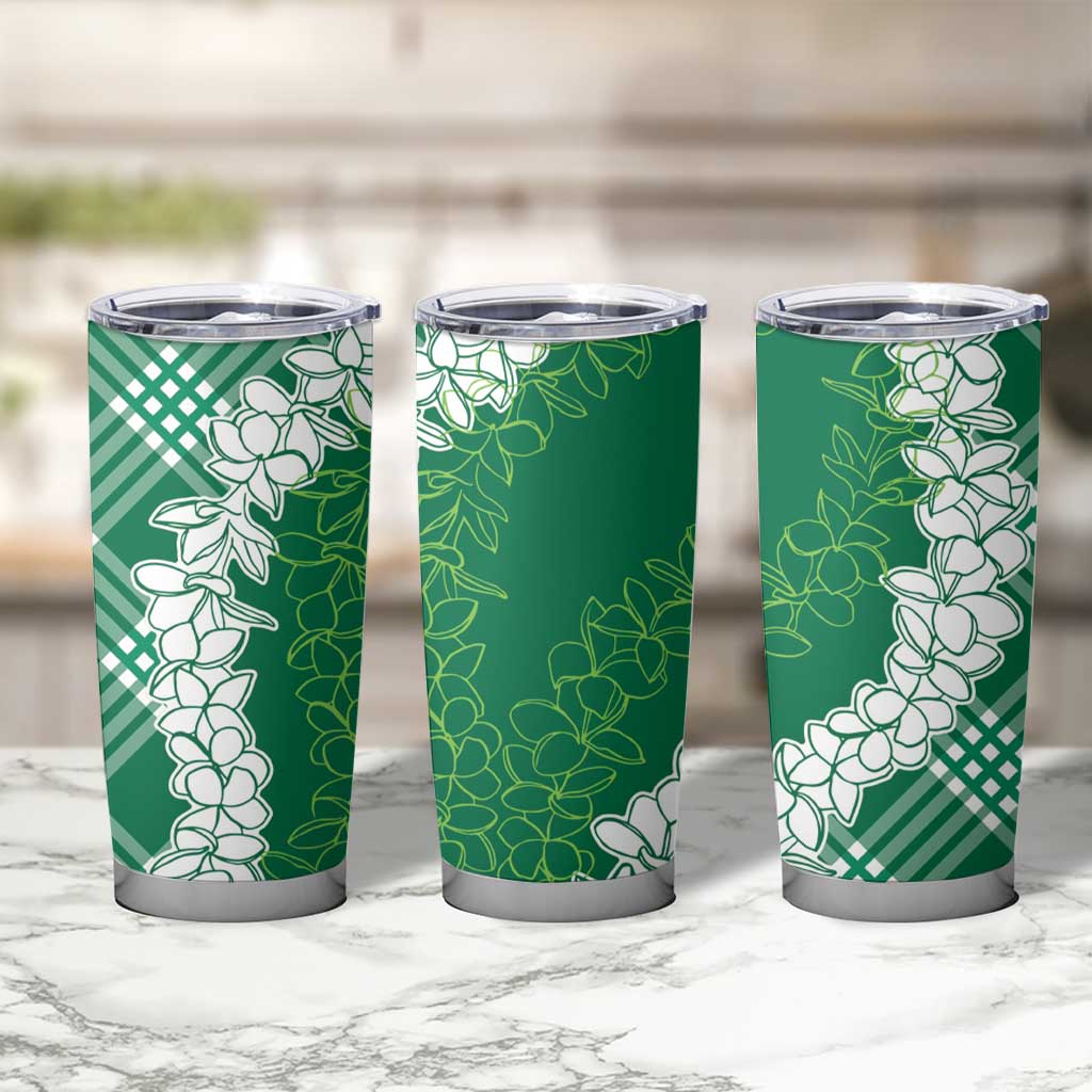Hawaii Aloha Plumeria Lei Green Palaka Tumbler Cup - Polynesian Pride
