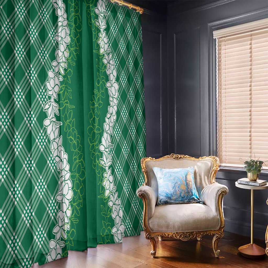 Hawaii Aloha Plumeria Lei Green Palaka Window Curtain LT7 - Polynesian Pride