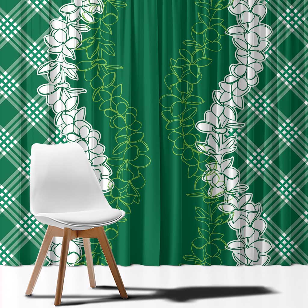 Hawaii Aloha Plumeria Lei Green Palaka Window Curtain LT7 - Polynesian Pride