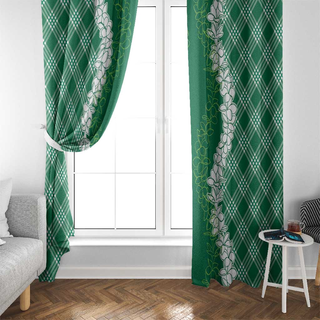 Hawaii Aloha Plumeria Lei Green Palaka Window Curtain LT7 - Polynesian Pride