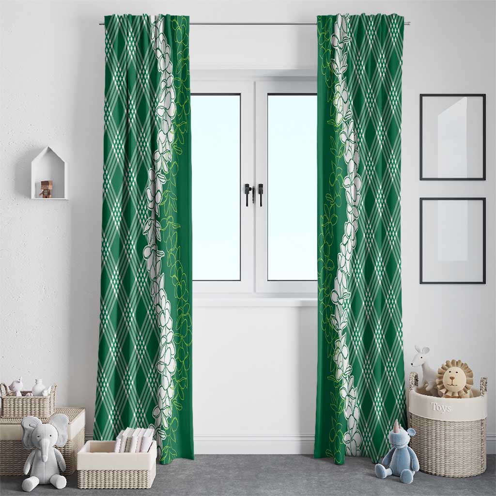 Hawaii Aloha Plumeria Lei Green Palaka Window Curtain LT7 - Polynesian Pride