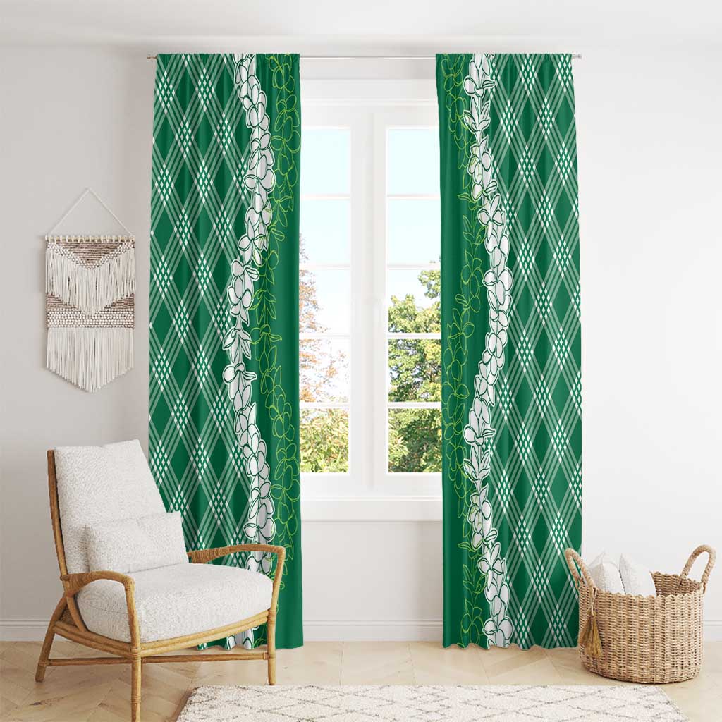 Hawaii Aloha Plumeria Lei Green Palaka Window Curtain LT7 - Polynesian Pride