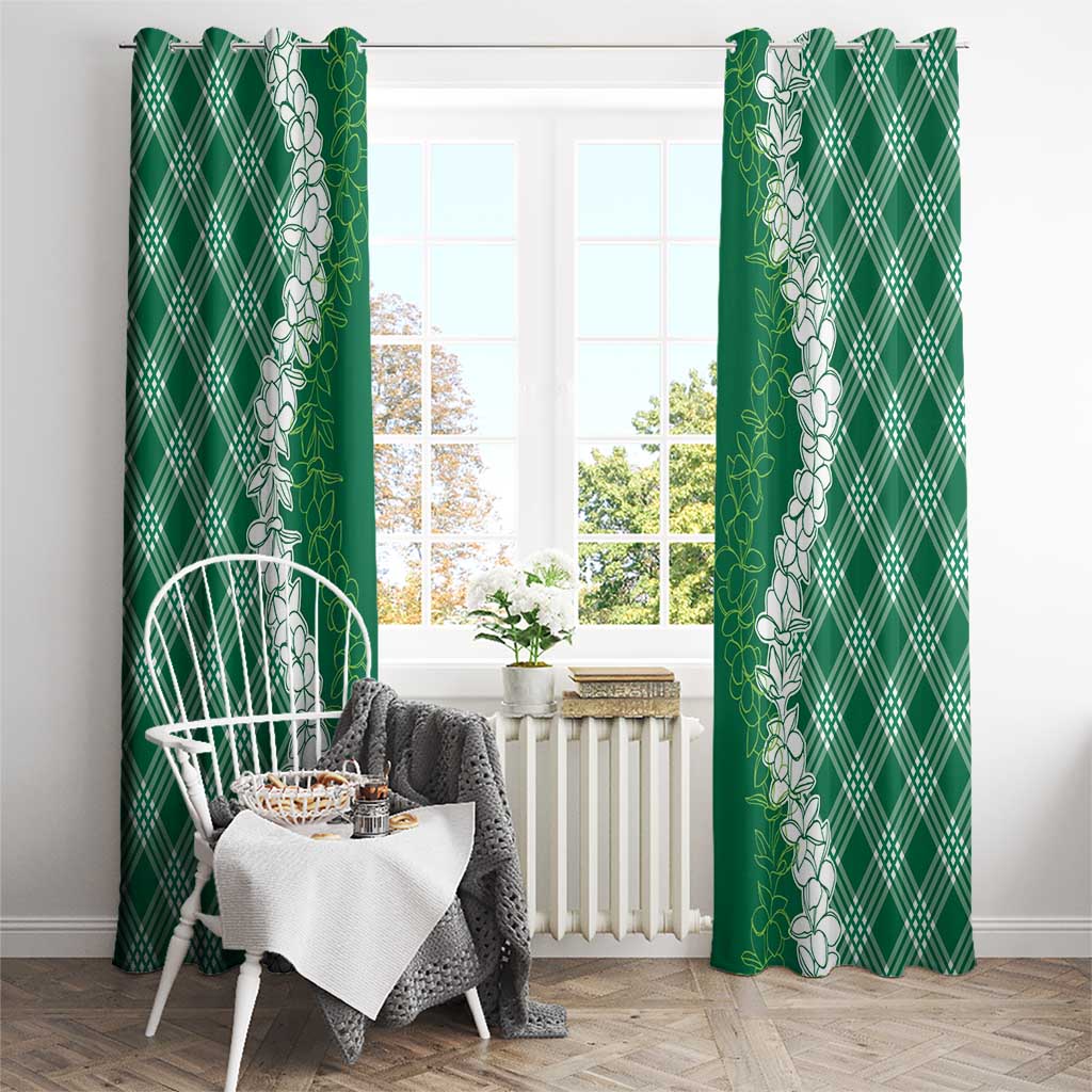 Hawaii Aloha Plumeria Lei Green Palaka Window Curtain LT7 - Polynesian Pride