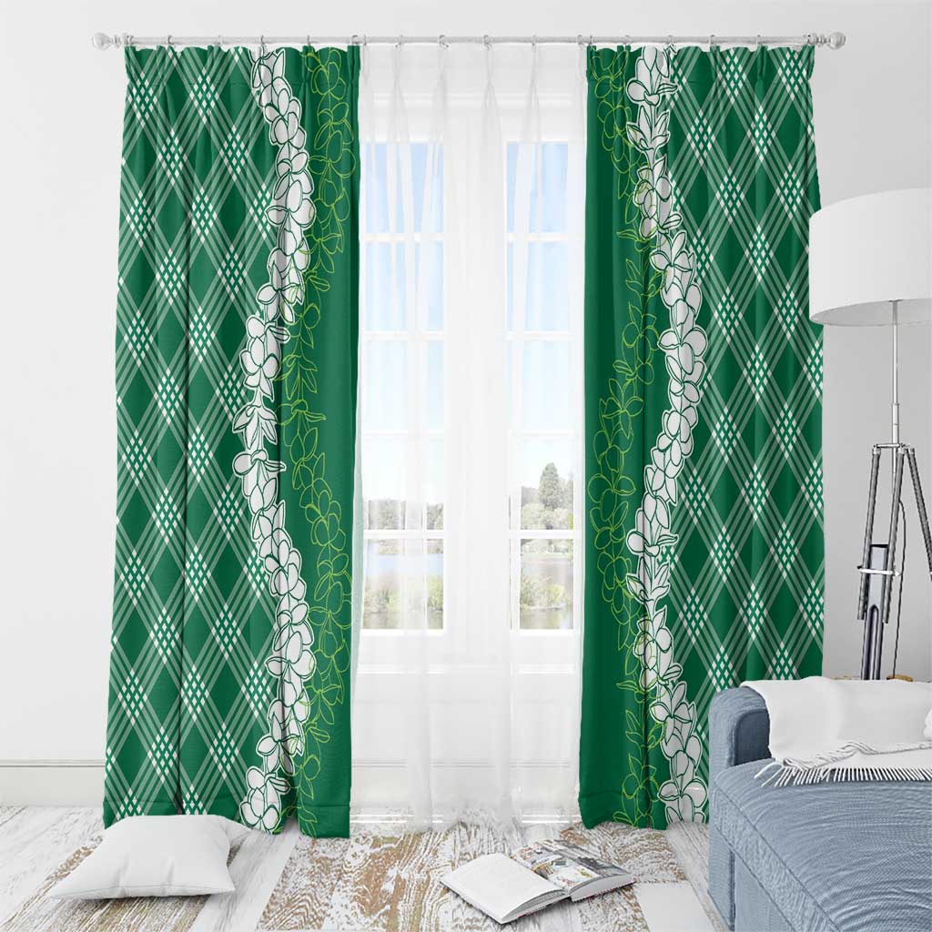 Hawaii Aloha Plumeria Lei Green Palaka Window Curtain LT7 - Polynesian Pride