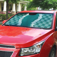 Hawaii Aloha Plumeria Lei Teal Palaka Auto Sun Shade - Polynesian Pride