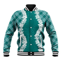 Hawaii Aloha Plumeria Lei Teal Palaka Baseball Jacket - Polynesian Pride
