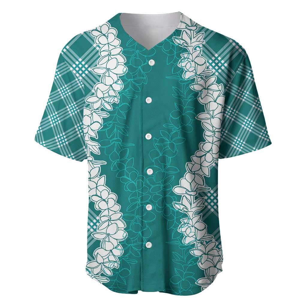 Hawaii Aloha Plumeria Lei Teal Palaka Baseball Jersey LT7 Teal - Polynesian Pride