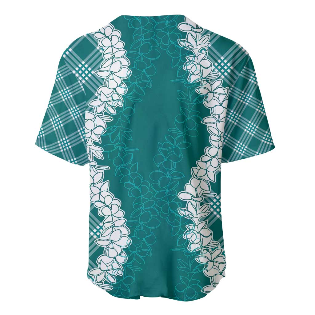 Hawaii Aloha Plumeria Lei Teal Palaka Baseball Jersey LT7 - Polynesian Pride