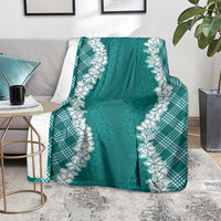 Hawaii Aloha Plumeria Lei Teal Palaka Blanket LT7 - Polynesian Pride