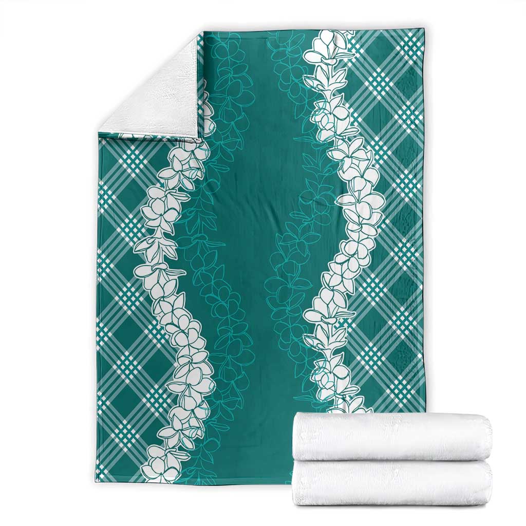 Hawaii Aloha Plumeria Lei Teal Palaka Blanket LT7 - Polynesian Pride
