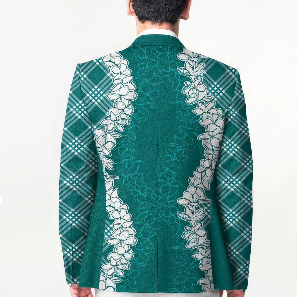 Hawaii Aloha Plumeria Lei Teal Palaka Blazer - Polynesian Pride