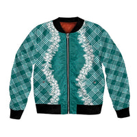 Hawaii Aloha Plumeria Lei Teal Palaka Bomber Jacket LT7 Unisex Teal - Polynesian Pride