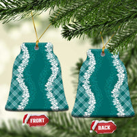 Hawaii Aloha Plumeria Lei Teal Palaka Ceramic Ornament - Polynesian Pride